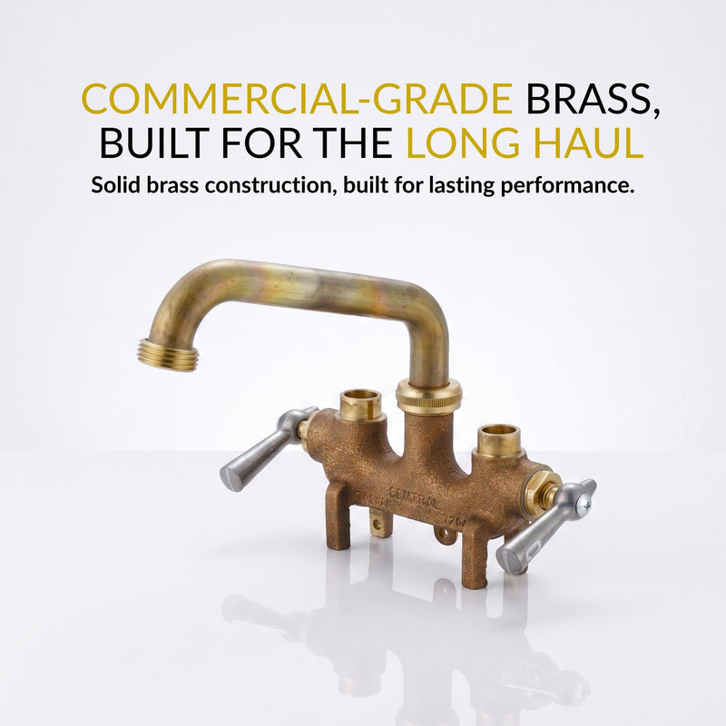 Central Brass 466 Two Handle Laundry Faucet Commercial Quality Wall Mount Easy Installation