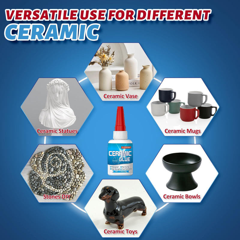 Ceramic Glue, 35g Ultra Strong Super Glue for Ceramic, Porcelain, Pottery & China Repair – Waterproof, Heat-Resistant, Safe Adhesive for Mugs, Dishes, Tiles & Crafts ceramic glue