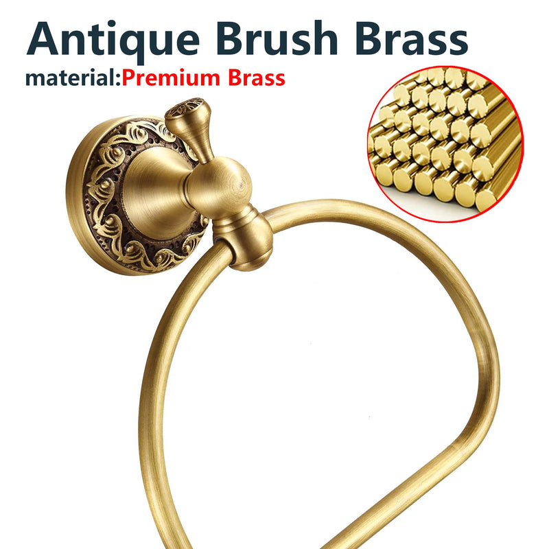 Brass Towel Ring - Bronze Towel Racks Wall Mounted Hand Towel Holder for Bathroom - Kitchen & Bathroom Towel Rack - Brass Towel Hanger - Bathroom Towel Holder - Hand Towel Rack