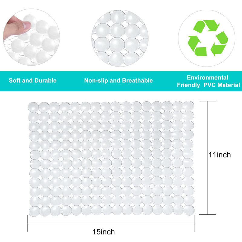 Coopay 2 Pack Kitchen Sink Mat Plastic Sink Protect Mat PVC Eco-Friendly Kitchen Adjustable Stainless Steel/Porcelain Dish Drying Pad Sink Protector for Bottom of Kitchen Sink, 15 x 11 Inches (Clear) Clear