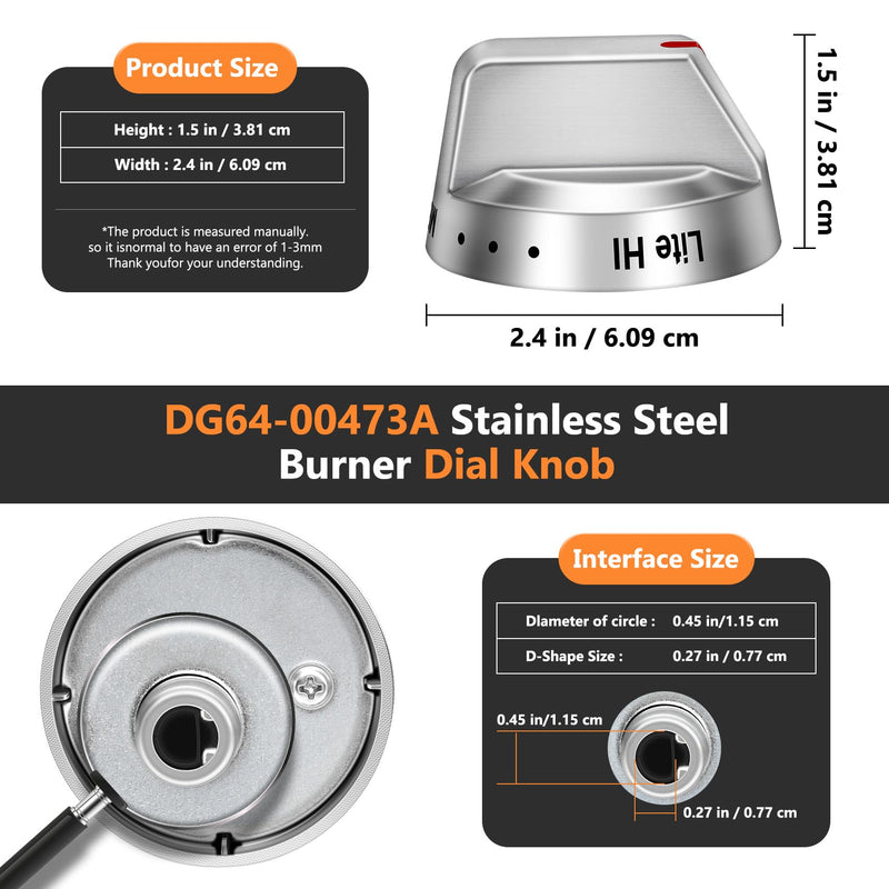 DG64-00473A Top Burner Control Dial Knob Range Oven Replacement Compatible with Samsung Range Oven Gas Stove Knob NX58F5700WS NX58H5600SS NX58H5650WS NX58J7750SS NX58M6850SS （5pcs） 5