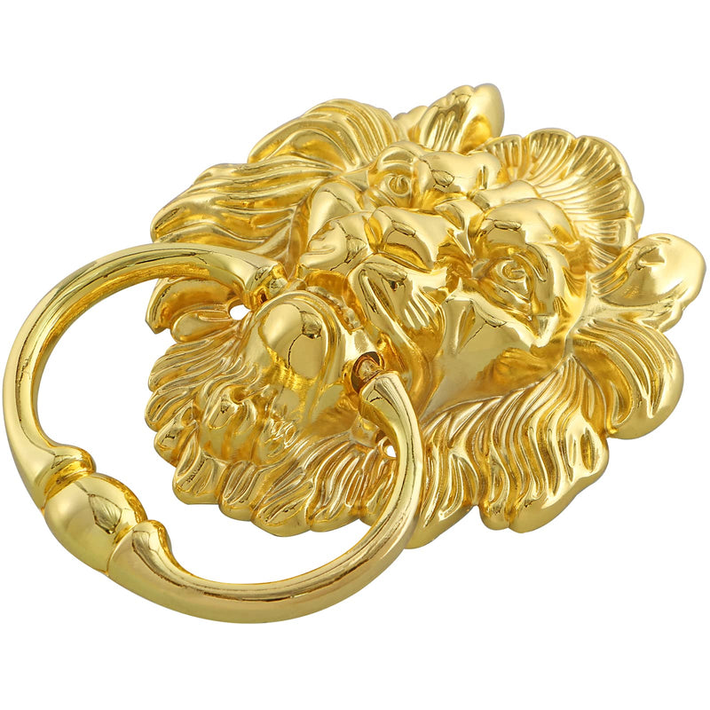 MOLIGOU Lion Head Door Knocker, 6 Inch Decorative Front Door Knocker, Antique Lion Door Ring Pull Handle (Gold) Gold