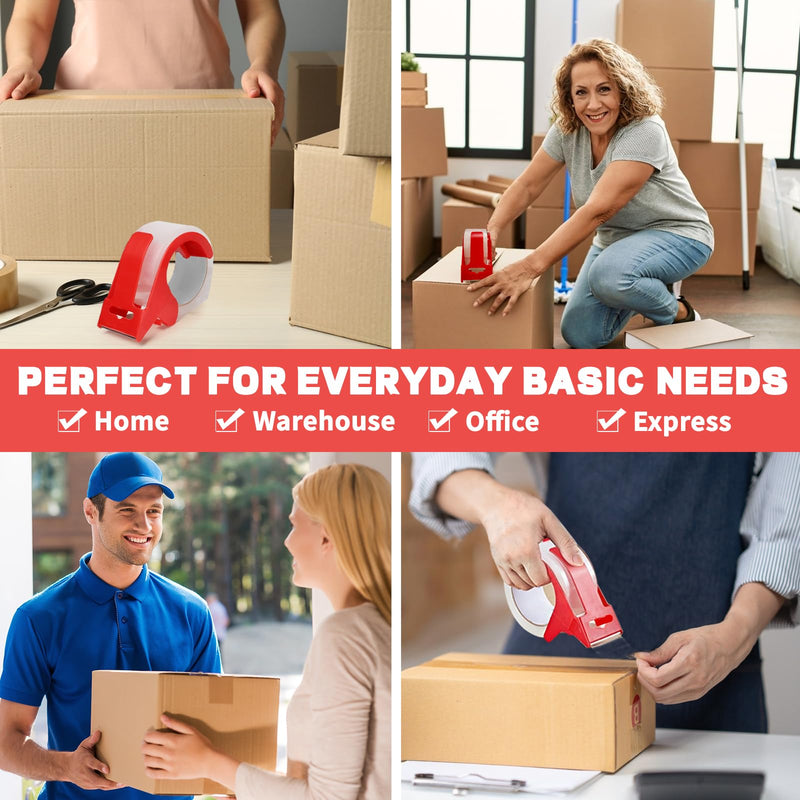 2 Rolls Clear Packing Tape with 2 refillable Dispenser, Heavy Duty Packaging Tape 1.88 Inches x 55 Yards, Strong Adhesive Packaging Tape for Moving Boxes, Shipping, Mailing, Office and Storage