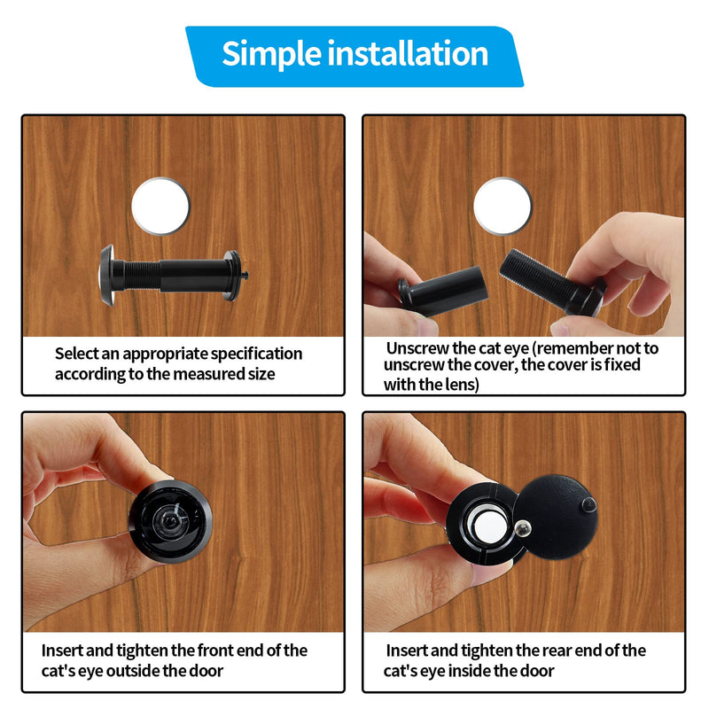 Safety Door Viewer Peephole, 200-Degree Door Viewer Front Door Peepholes with Heavy Duty Privacy Cover for 1.57"-2.95" Doors, Black Peep Holes for Home Office Black a