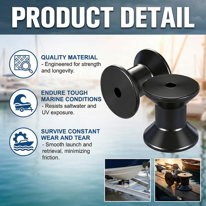 2 Pcs Protective Boat Trailer Bow Stop Roller 3''×1/2'' Wear-Resistant Polyurethane Robust Black Rubber Boat Trailer Bow Stop Roller, Trailers Replacement Parts & Accessories Easy to Install