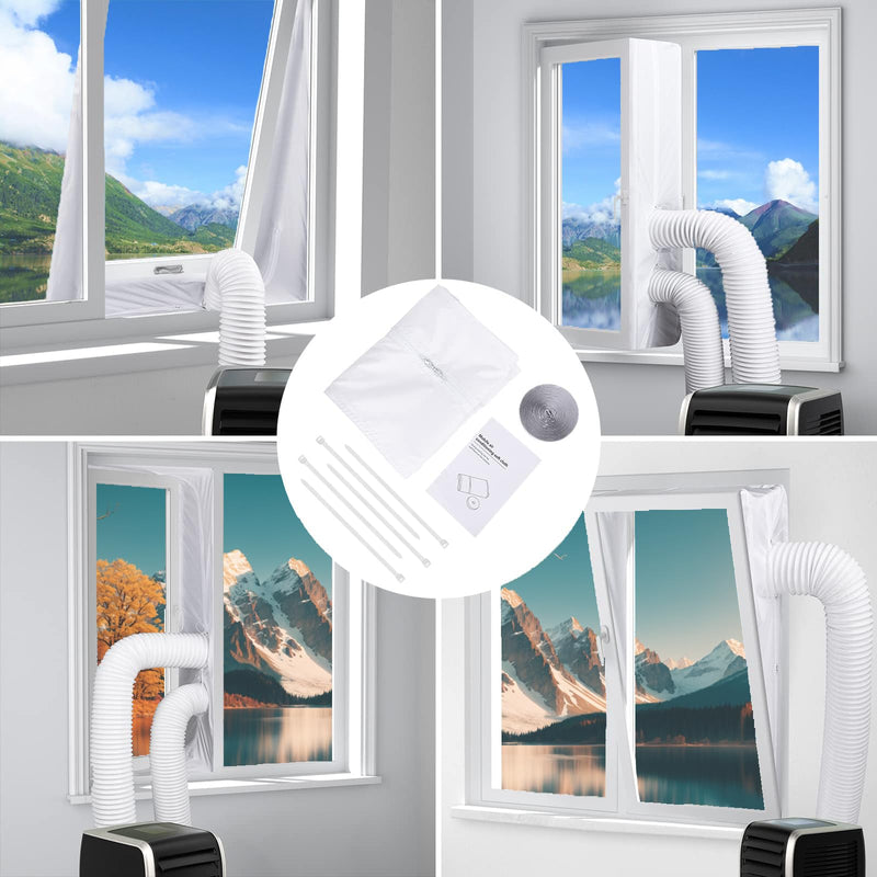 400CM(157") Window Seal Kit, Casement AC Window Vent Seal Kit, 100% Sealing Effect Waterproof Window Seal Kit, Easy Installation, Fit for Single&Dual Hose 1~6in Portable Air Conditioner, Tumbler Dryer White-4M(157")