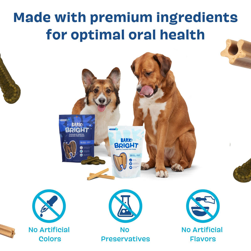 Bark Bright Original Dog Dental Chew Sticks (30 Chews) Plaque and Tartar Cleaning - Small Breeds - PawsPlanet Australia