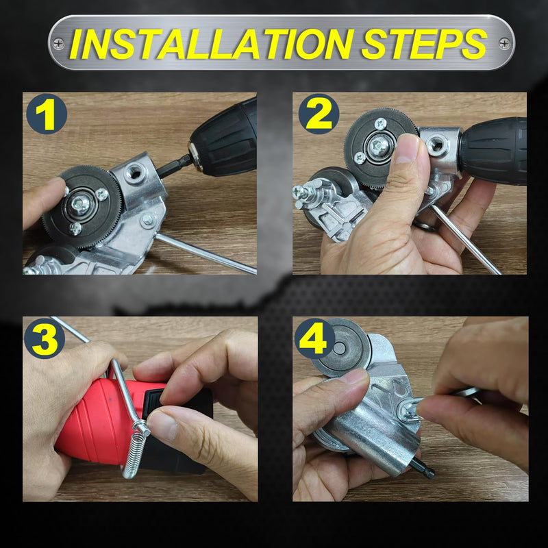 Upgraded Electric Drill Plate Cutter - Efficiently shears flat sheet metal, Metal Cutting Attachment with Adapter - Cuts 20-30GA sizes of Iron, Steel, Tin, Aluminum, and cardboard up to 3MM