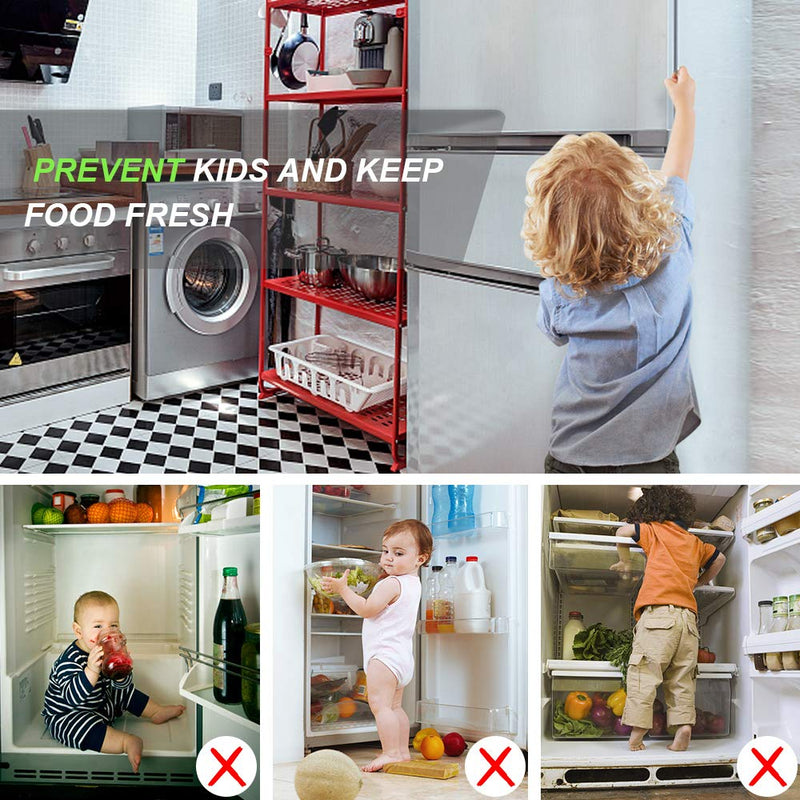WSDCAM Freezer Door Alarm When Left Open, 3/15/30/60 Seconds Adjustable Delay Wireless Fridge Alarm, 4-in-1 Door Sensor Chime Door Open Alarm Loud 108dB, Refrigerator Alarm 2 Pack