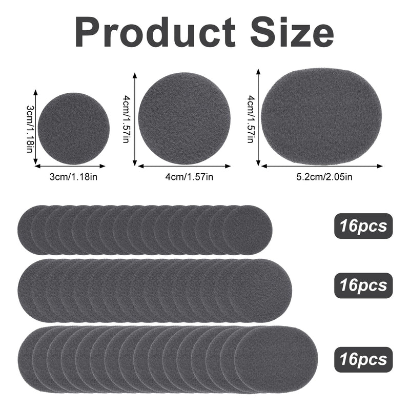 48pcs Moleskin Adhesive Pads, Round Padding Prevention Tape Foot Cushion Protection Moleskin Strips Mole Skin Patch Protector for Feet Shoes Toes Heel Grip (3 Sizes, Gray)