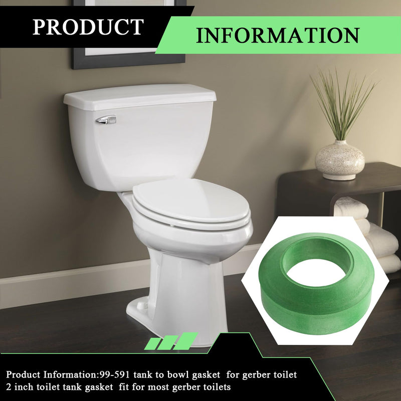 2 Pack 99-591 Toilet Tank to Bowl Gasket for Gerber toilet 28-299/380 | for Gerber 384/385/790 Tank,and 21-752 ,21-372 Bowls and for Other Gerber toilets,Replace 99-582/99-537