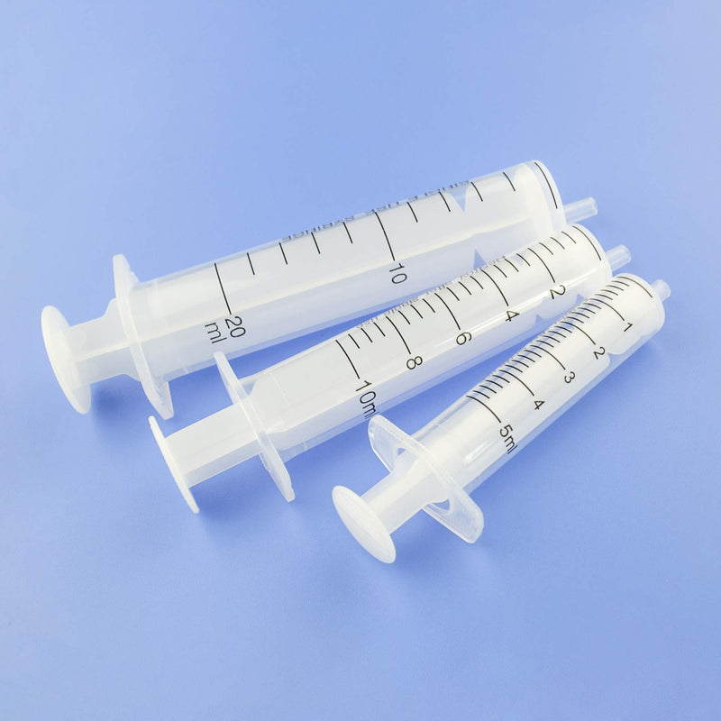 SHAOTONG 5 ml Syringes, Luer Slip Syringe without Needle No Rubber Plunger, Reduce Mess, for Refilling, Measuring Liquids, Essential Oils, E-Liquids, Pet Feeding or Glue Applicator 5ML/CC 20