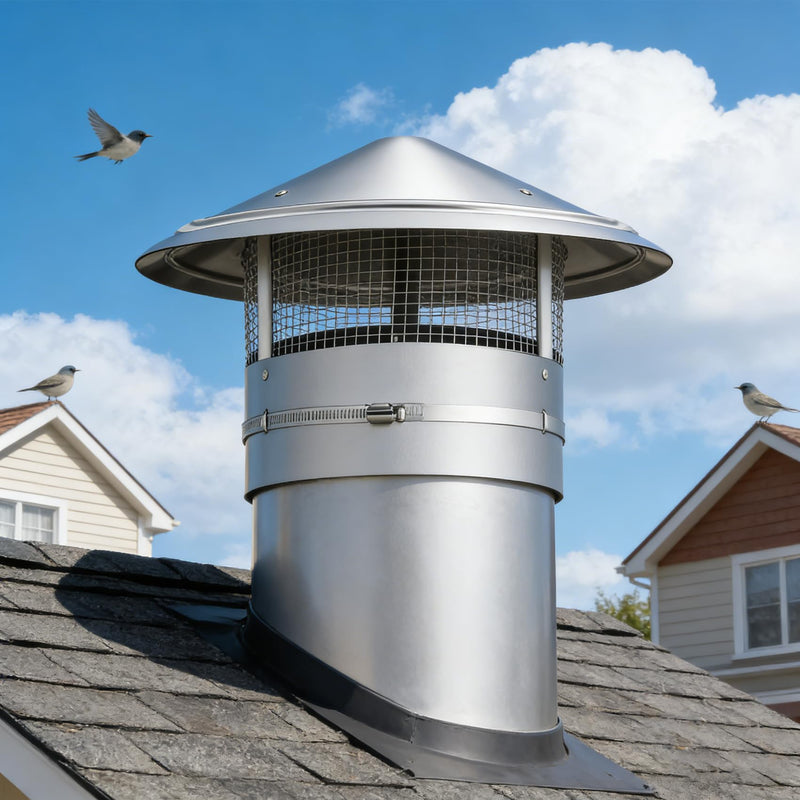 6 Inch Round Chimney Cap,Adjustable Roof Cap for Vents,Chimney Cap with Screen in Stainless Steel,Round Rain Cap for All-Round Chimney Protection,Round Roof Rain Chimney Cover,6 Inch Round Chimney Cap 6 INCH
