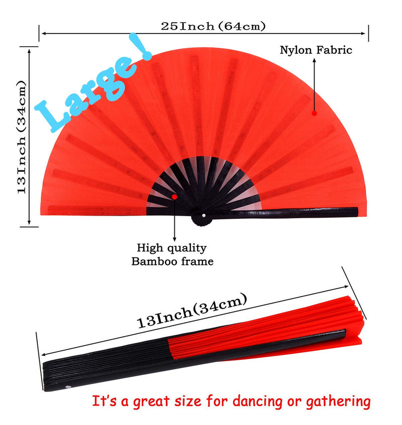Large Folding Hand Fan Rave Fan, Red
