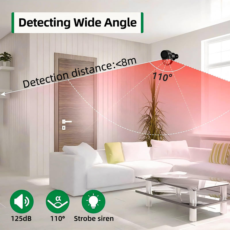 Luckydeer 125dB Loud Motion Sensor Alarm with 328ft Dual Remote (40ft PIR Detector, 3*AA Batteries), Indoor Wireless Infrared Security Motion Detector with Siren for Homes/Sheds (Black - 2 Remotes) Black-2 Remotes