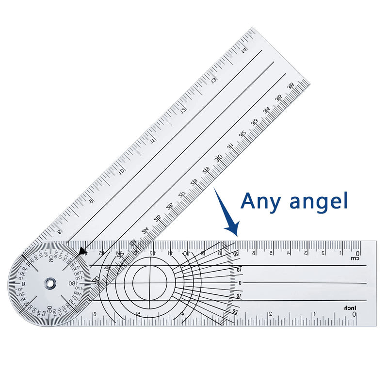 Plastic Goniometer Quick Angle Protractor Clear Angle Finder Angle Ruler with 7 Inch Arm Angle Measurement Tool for School Office Measuring Drawing Woodworking Designers Architects Students Work (8) 8