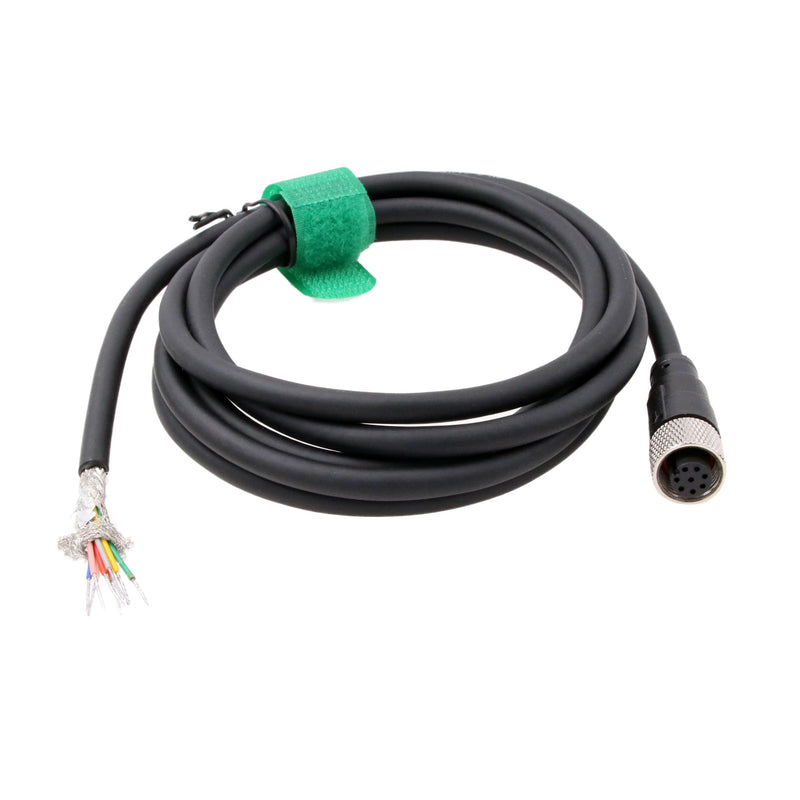 M12 A Coded 8 Pin Female Aviation to Flying Leads Cable Shielded for Actuator Sensor Signal Industrial Controls Automation, Device Network DeviceNet, CANopen, IO Link, Profibus 3m 8 pin female to open