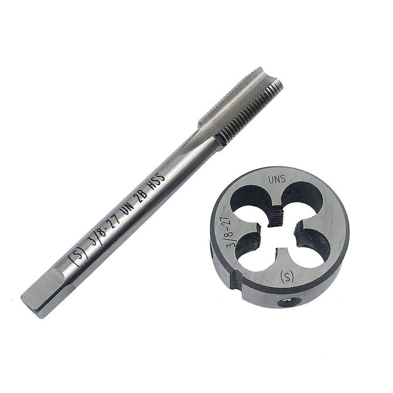 3/8"-27 UNS Tap and Die Set, Machine Thread Tap and Round Thread Die Right Hand(3/8"-27) 3/8-27