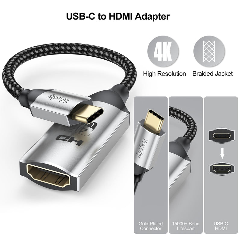 USB C to HDMI Adapter 10-Pack, 4K Type-C to HDMI Adapter Cable Male to Female, USBC to HDMI (Thunderbolt 3 Compatible) for MacBook Pro/Air, iPad Pro, Surface Pro, XPS, Galaxy, PixelBook-Grey Grey
