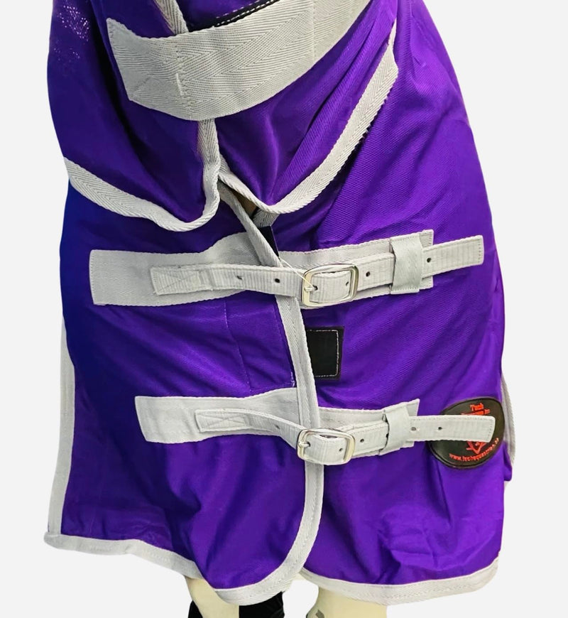 Heavy Duty Horse Fly Sheet with Neck and Detachable Belly Band | Summer Sheet (76, Purple) 76