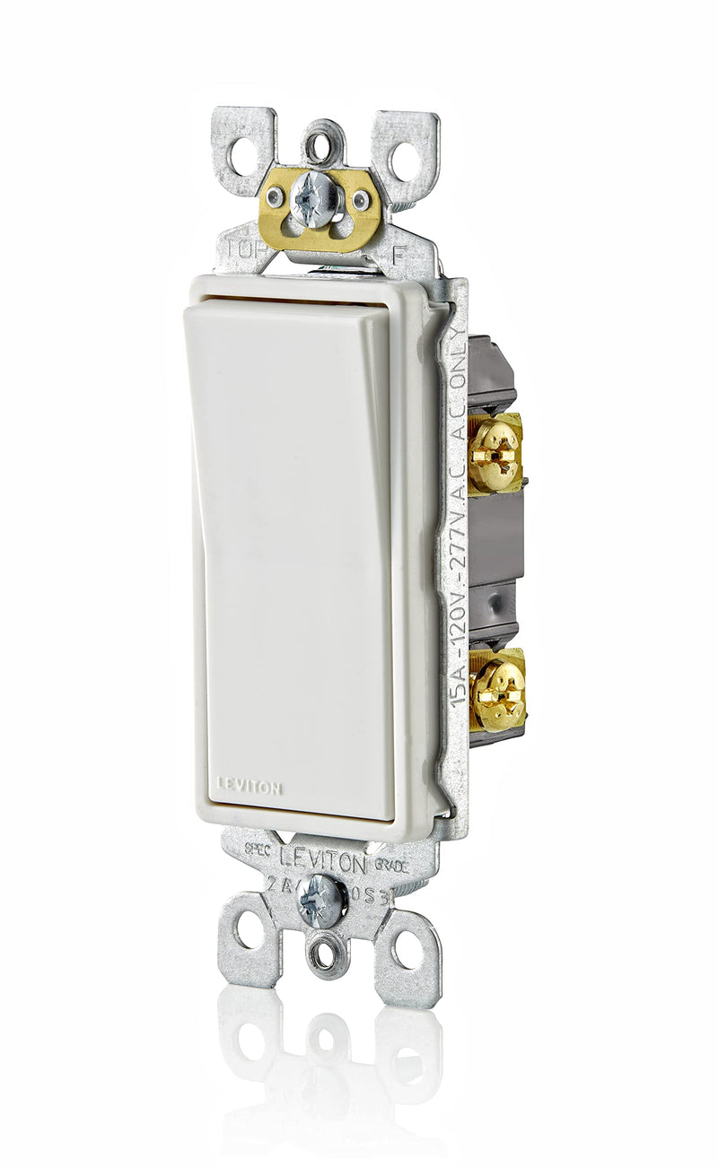 Leviton 15 Amp Decora Antimicrobical Wall Switch Single-Pole, White, 5601-2AW