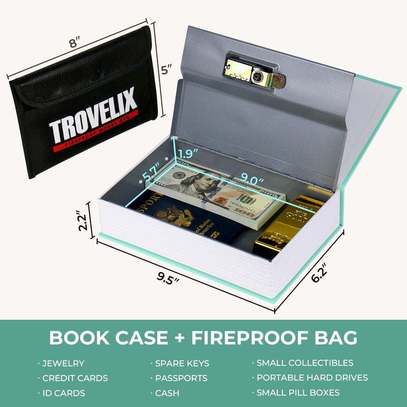 Book Safe with Combination Lock, Hidden Safe (9.5 x 6.2 x 2.2 Inch) with Fireproof Bag, Secret Diversion Safe, Hollow Book Box Hidden Storage, Money Safe Box for Cash (LITTLE WOMEN) Large LITTLE WOMEN