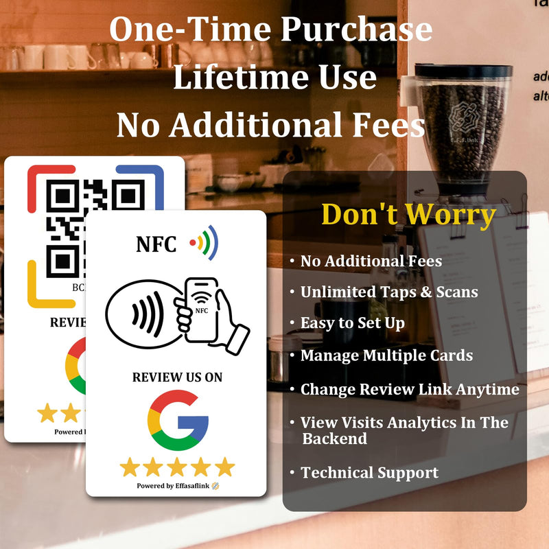 Google Review PVC Card, Google Review Tap Tag, Google Review Sign, Boost Customer Reviews, Tap NFC & Scan QR Code, for iPhone & Android, One-time Purchase for Lifetime Use (Black-1 Card) Black-1 Card