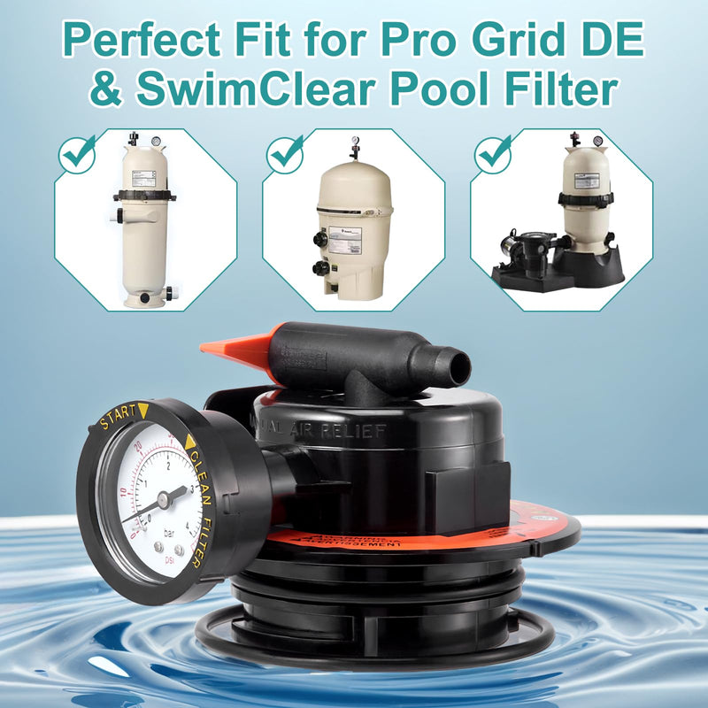 DEX2420MAR2 Manual Air Relief Assembly, 2420MAR2 Air Relief Valve Compatible with Hayward DE and Cartridge Pool Filter - Works with Pro Grid, Swim Clear and Swimclear Cartridge Filters
