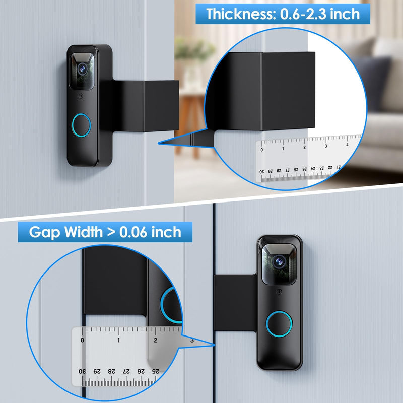 Blink Doorbell Mount, NANW Full-Metal Anti-Theft Doorbell Camera Mount, No-Drill and Not Block Motion Sensor Bracket, Blink Aluminum Alloy Video Doorbell Holder for Home/Apartment/Dorm,Black Black-Sensor Unblocked