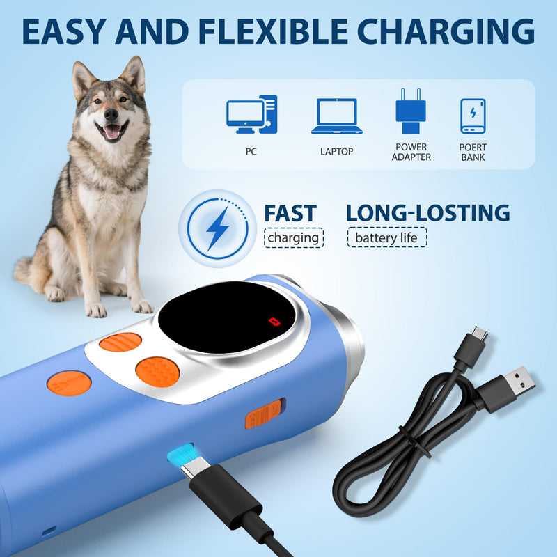 dessports Anti Barking Device for Dogs - 50FT Range Bark Shield for Stopping Bad Behavior - Ultrasonic Dog Bark Deterrent for Training (Blue) Blue
