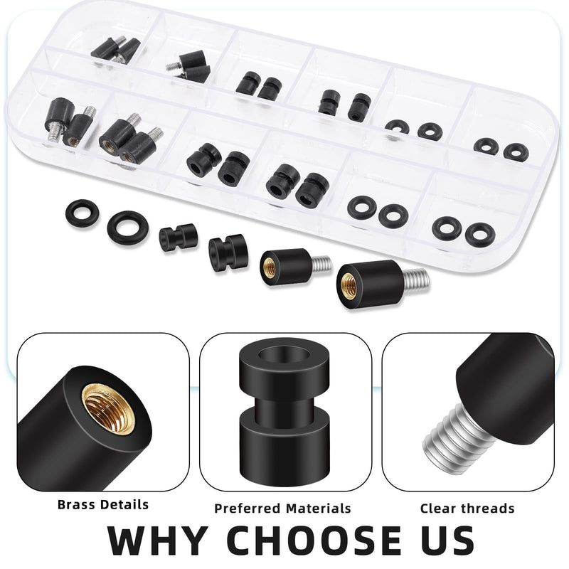 Glarks 24pcs Anti-Vibration Standoffs and Rubber Damper Balls Set Includes M2 M3 Flight Controller Anti-Vibration Fixed Screws and Mount Shock Absorption Balls with Rubber O-Rings m2, m3