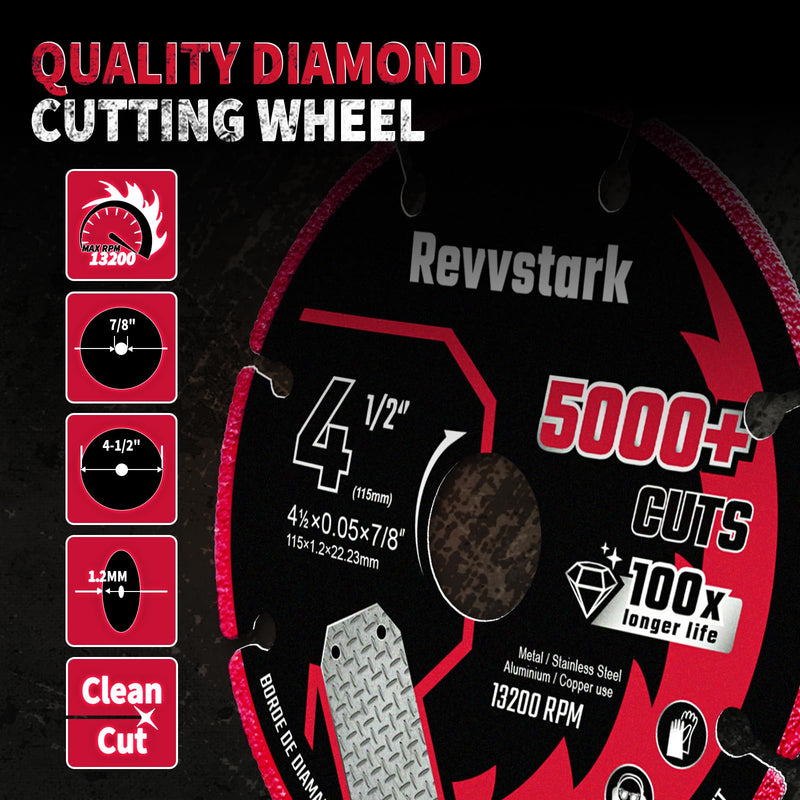 4 1/2 Cut Off Wheel Angle Grinder Cutting Disc, Diamond Cutting Wheel for Metal with 5000+ Cuts on Rebar, Steel, Iron and INOX, 4.5 Inch Cut Off Wheel Metal Cutting Blade with 7/8" Arbor 4.5"x7/8in. 3.0