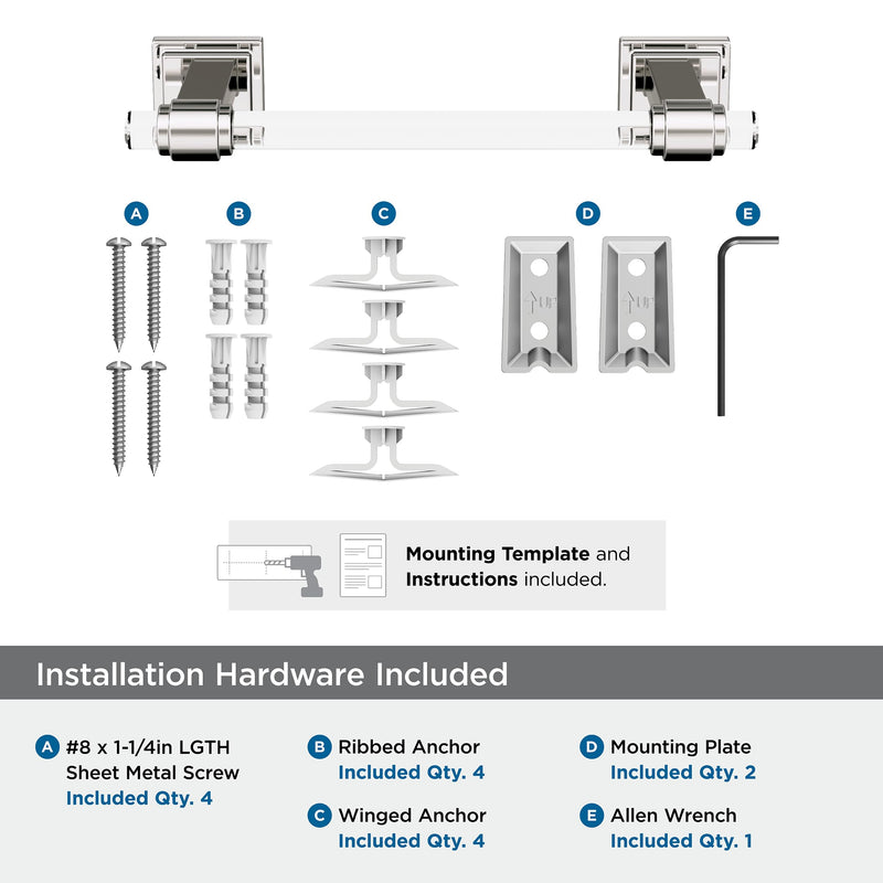 Amerock Glacio Clear/Polished Nickel 8 inch (203 mm) Center-to-Center Towel Bar, BH36065CPN 8 Inch (203 mm)