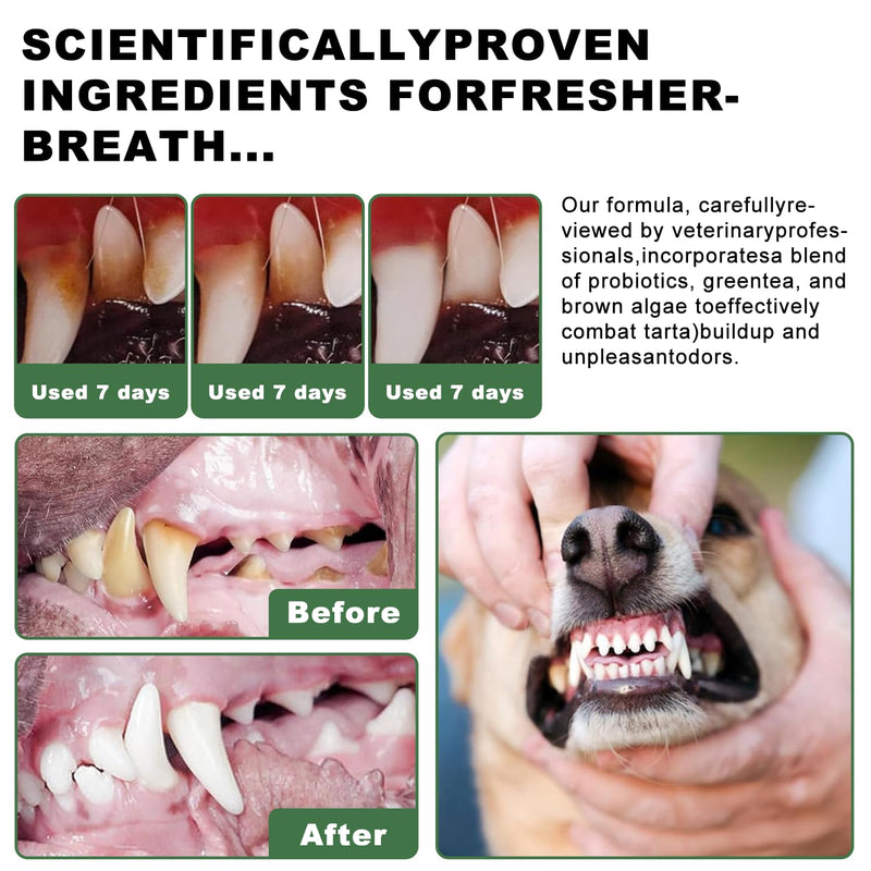 Pet Teeth Cleaning Powder, 6 oz, Dog Dental Care for Dogs & Cats Tooth Cleaning, Tartar Cleaning and Removal, Fighting Bad Breath, Oral Care, Breath Freshener