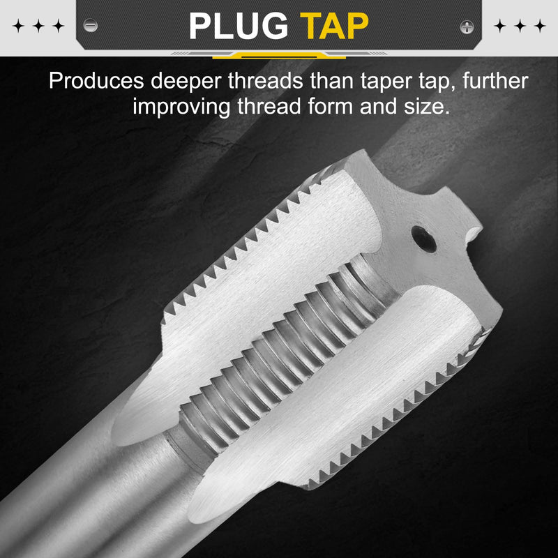 uxcell Hand Plug Tap 1"-1/4-12 UNF 2B Left Hand Thread Plug Style Taps Straight Flute Screw Tapping Threading Tool High Speed Steel HSS6542 1"-1/4-12UNF