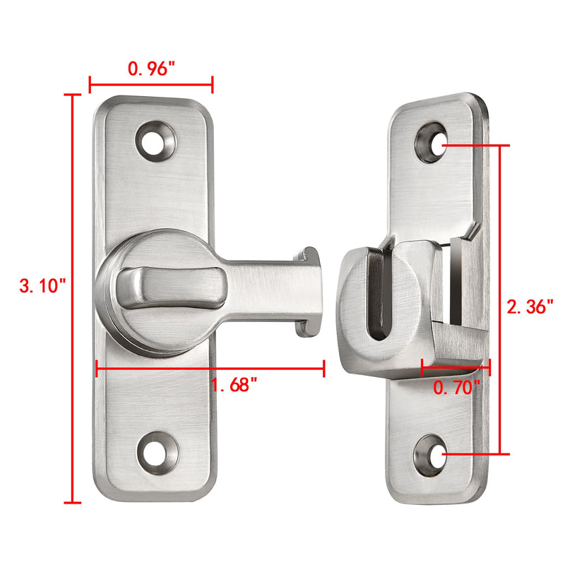 Silvery Enhanced Security Flip Latch Lock - Heavy-Duty 90/180 Degree Sliding and Swing Door Latch for Barns, Gates, and More Silvery_F47 1