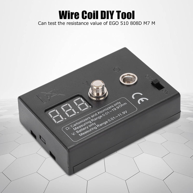 Digital Coil Resistance Tester, Resistance OHM Meter Measuring Reader Wire DIY Tool for Atomizer 3V 0.01 to 20Ω Coil Tester