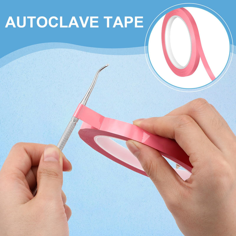Kosiz Autoclave Tape 216 ft/L x 0.3 Inches/W Instruments Identification Tape Autoclavable 270 Fahrenheit (Pink) Pink