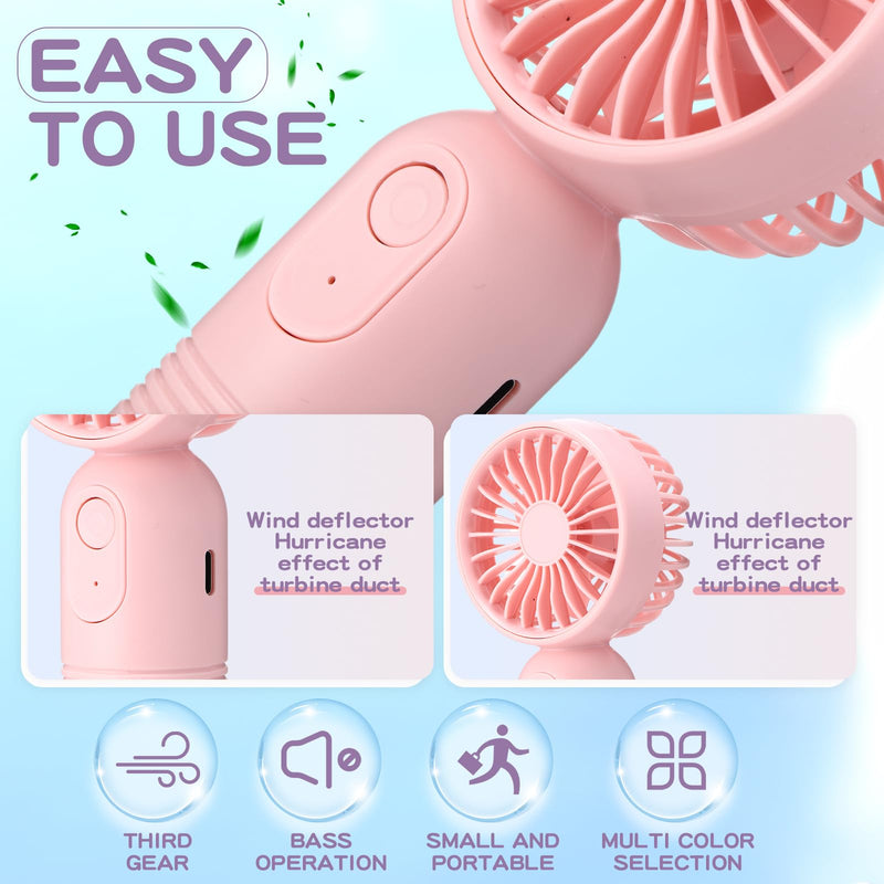 6 Pcs Mini Portable Fan Bulk Cute Handheld Lightweight Small Little Personal Hand Eyelash Fan 3 Speeds USB Rechargeable for Women Men Indoor Outdoor Makeup Travel (Blue,Pink,Purple) 6 Blue, Pink, Purple