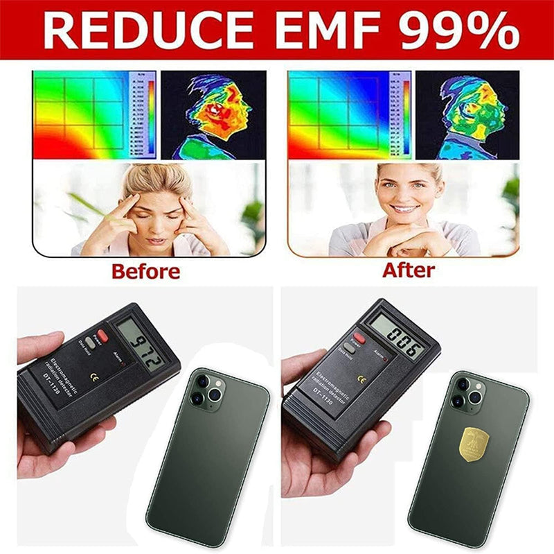 OTTYMO Anti-Radiation Protection Shield Protection Cell Phone Stickers Radiation Blocker Emf Protection Blocker for Mobile Phones Computers Laptops Cell Phones Tablets Electronic Devices, Gold