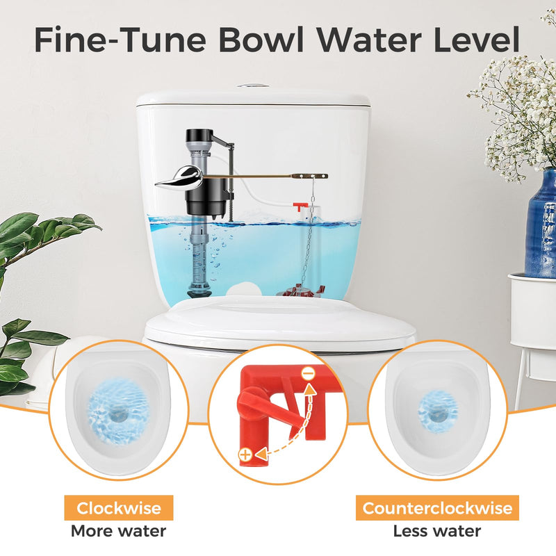Universal Toilet Flusher Replacement Kit, Toilet Fill Valve Replacement Kit, Toilet Parts Inside Tank Kit, Adjustable, Quiet and Easy to Install (2-Pack) 2