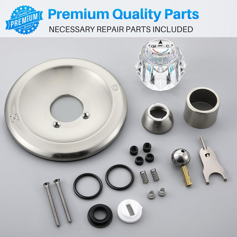 Shower Handle Renovation Repair Trim Kit Compatible with Delta RP54870, Single Function Tub Trim Kit Compatible with Delta 600 Series Shower Valve, Acrylic Handle (Brushed Nickel) Brushed Nickel
