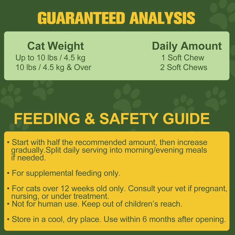 Cat Probiotic Soft Chews, Salmon Flavor, 1B CFU, Grain-Free, Omega 3&6, Cranberry, Gut Health & Digestive Support B