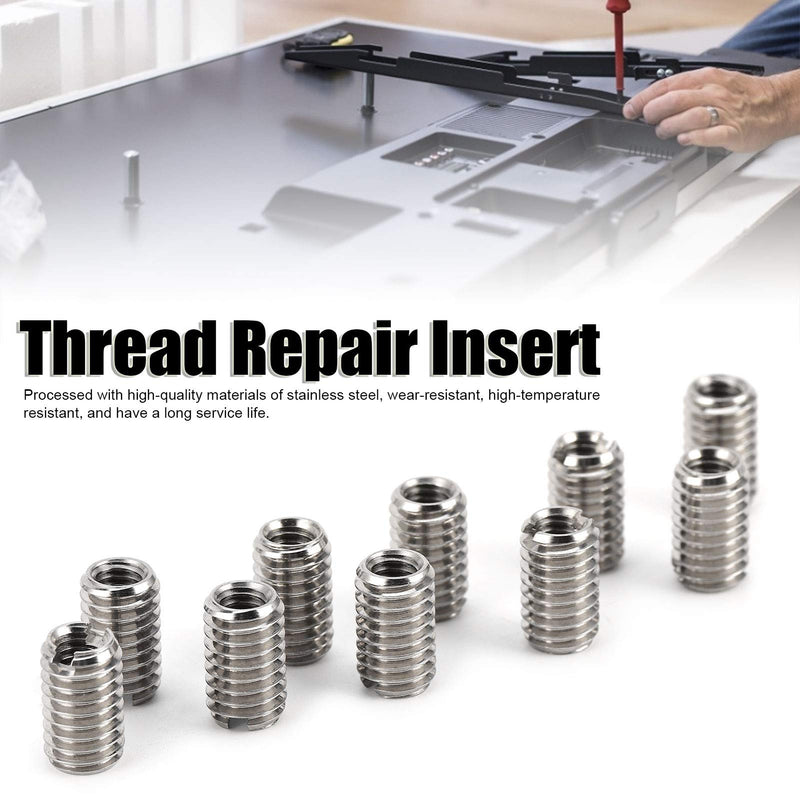 10pcs Threaded Insert for Hard-Wood,Female M4x0.7 Male M6x1.0 Stainless Steel Thread Inserts Installation Tool for Furniture, Cabinets, Displays, and More. M4*0.7–M6*1.0(Length 10mm)