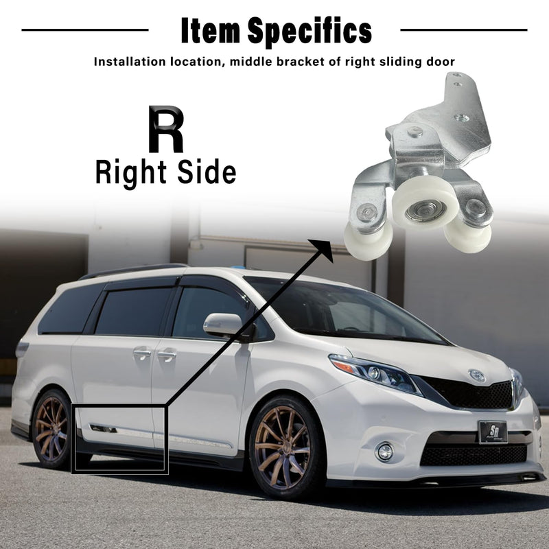 Sienna Bottom Sliding Door Roller Hinge Right Compatible with 2010-2021 Sienna Passenger Side Center Power Door Roller Assembly Replace 68350-08031