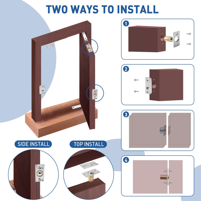 TamBee Pivot Door Hinge Hidden Door Hinges for Secret Door 304 Stainless Steel Hidden Bookcase Hinges with Door Ball Catch 170 lbs Load with Ball Catch