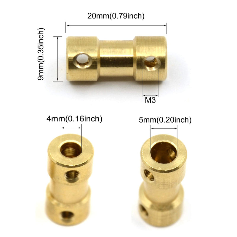 8pcs 4mm to 5mm Brass Shaft Coupling Joint Connector with Screws for Small Motor (4mm to 5mm)