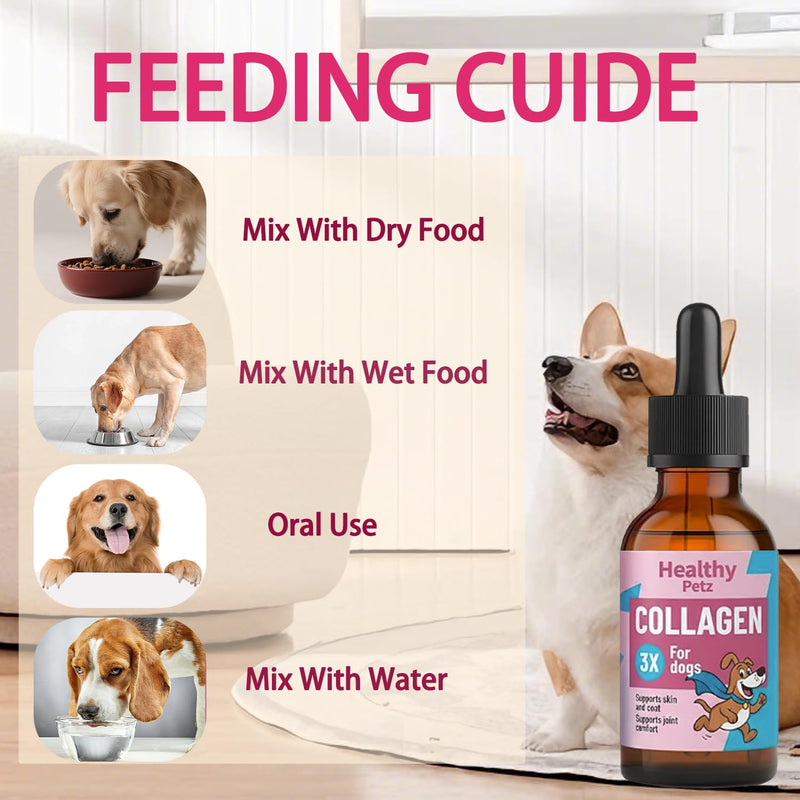 Healthy Petz Premium Liquid Collagen Drops for Dogs, Gut Health & Vitality Supplement, Advanced Joint Support 2 Fl OZ