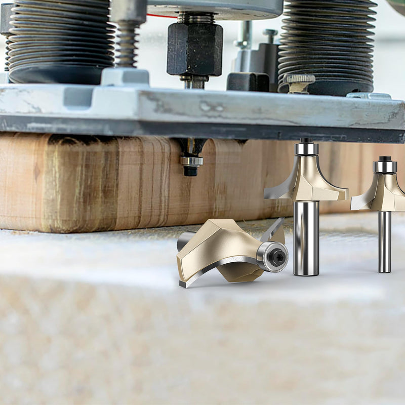 HUHAO Roundover Router Bit,1/2" Shank,3/4-Inch Radius Round Over Edge Forming Router Bit CNC Router Bits for Round Edging, Cabinet Edges Radius 3/4"- Shank 1/2"