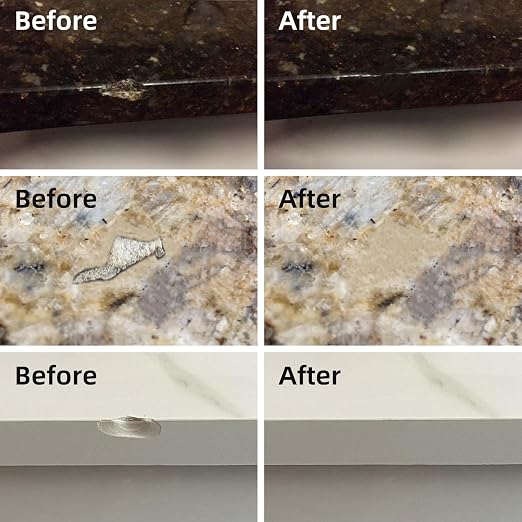 Granite and Marble Repair Kit(Color Match), Waterproof Granite Countertop Repair Kit, Wear-Resistant Marble Filler for Cracks, Holes, Chips, Scratches, Dents 4 Color Match-NEW